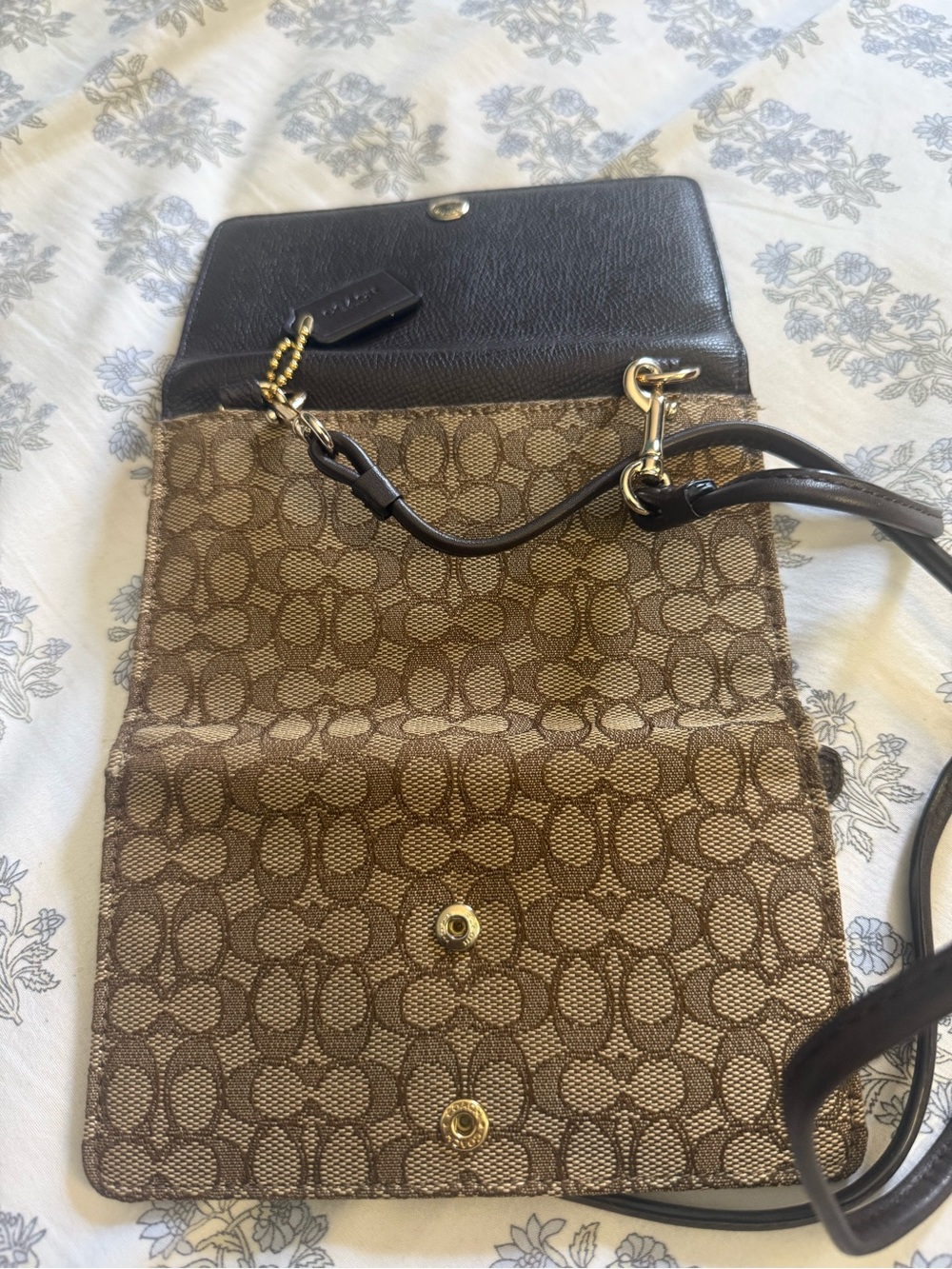 Coach Brown Signature Canvas & Dark Brown Leather Crossbody